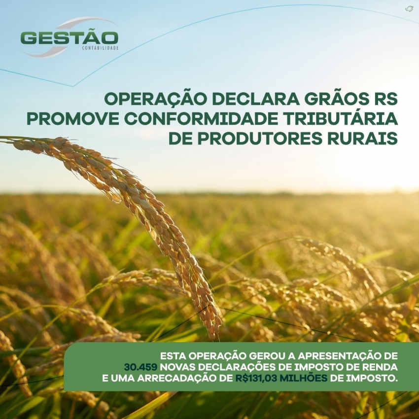 Operação Declara Grãos RS, promove conformidade tributária de produtores rurais.